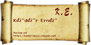 Kádár Ernő névjegykártya
